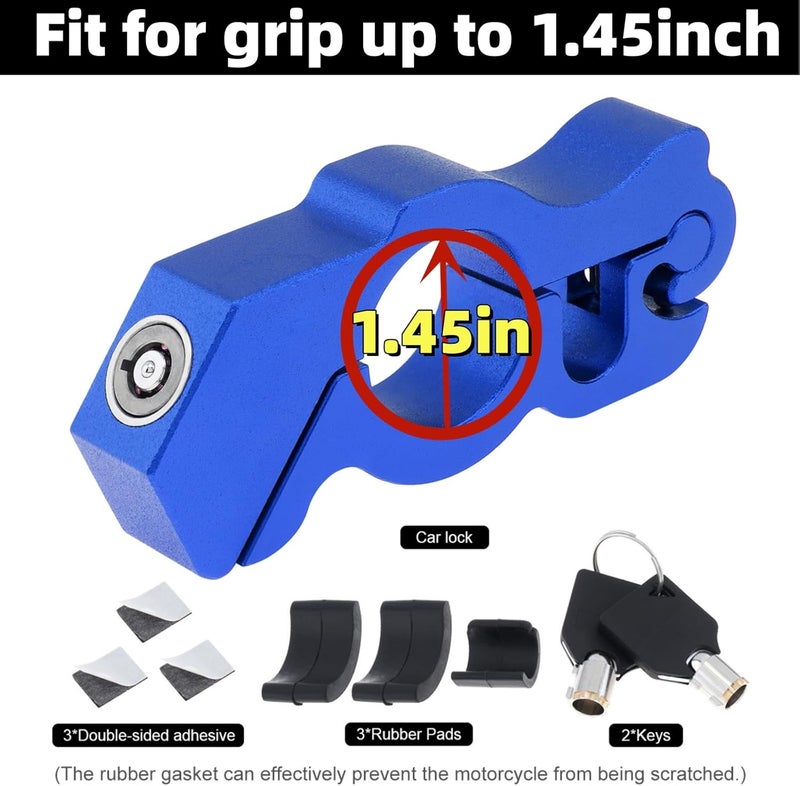 Windance 2Pack Heavy Duty Motorcycle Anti Theft Handlebar Throttle Security Lock Front Brake Lever Lock on Dirt Bike Moped Scooter ATV (Blue) - Image 3